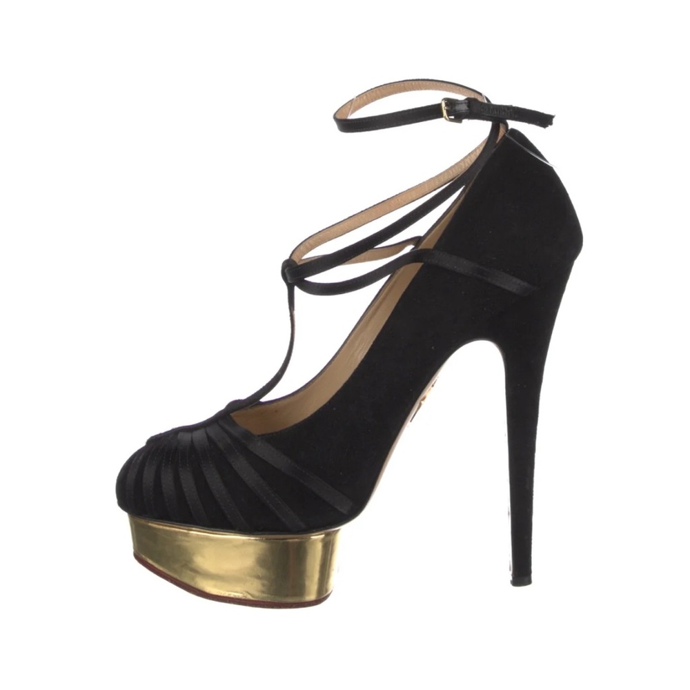 Charlotte Olympia Black and Gold High Heels